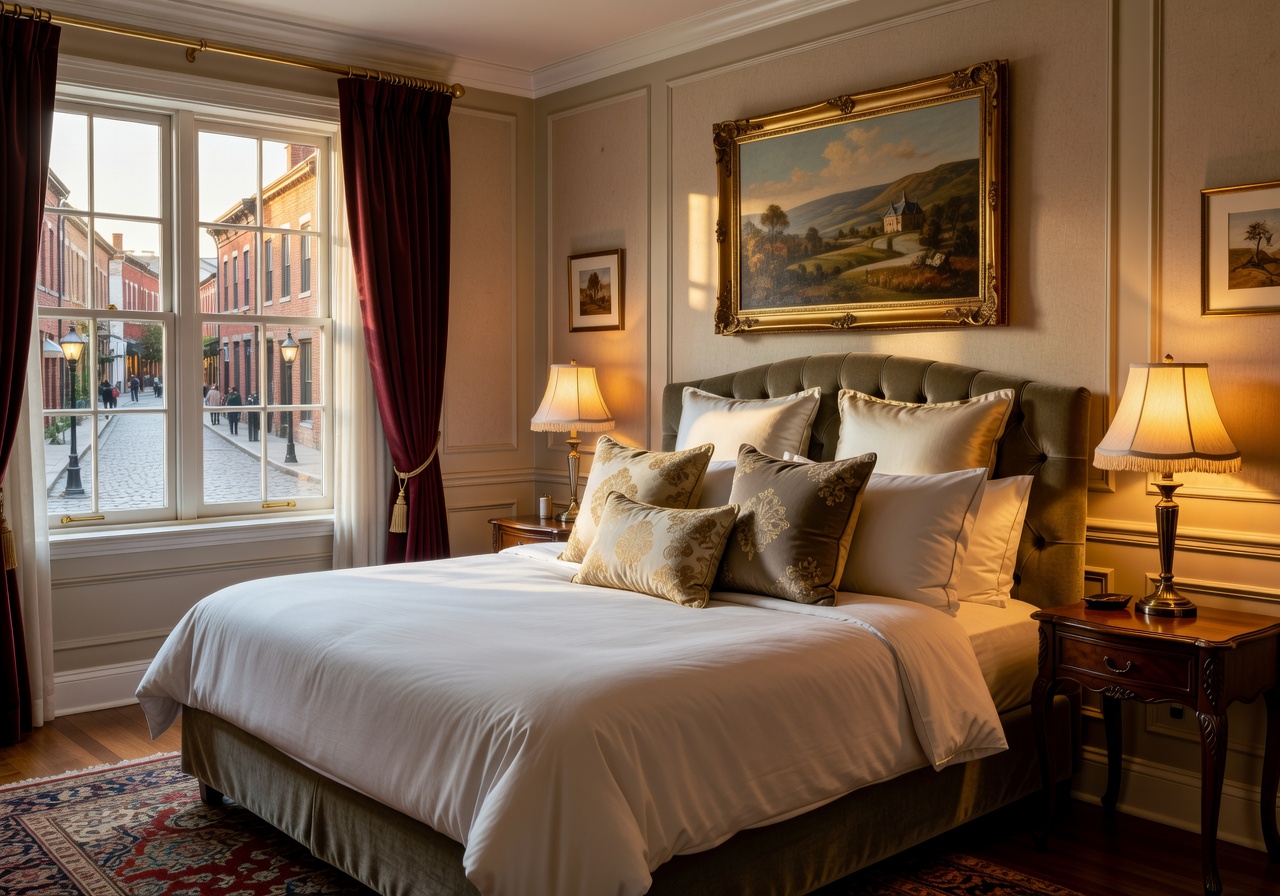 Comfortable room interior at Old Town Comfort Inn with warm lighting and cozy bedding
