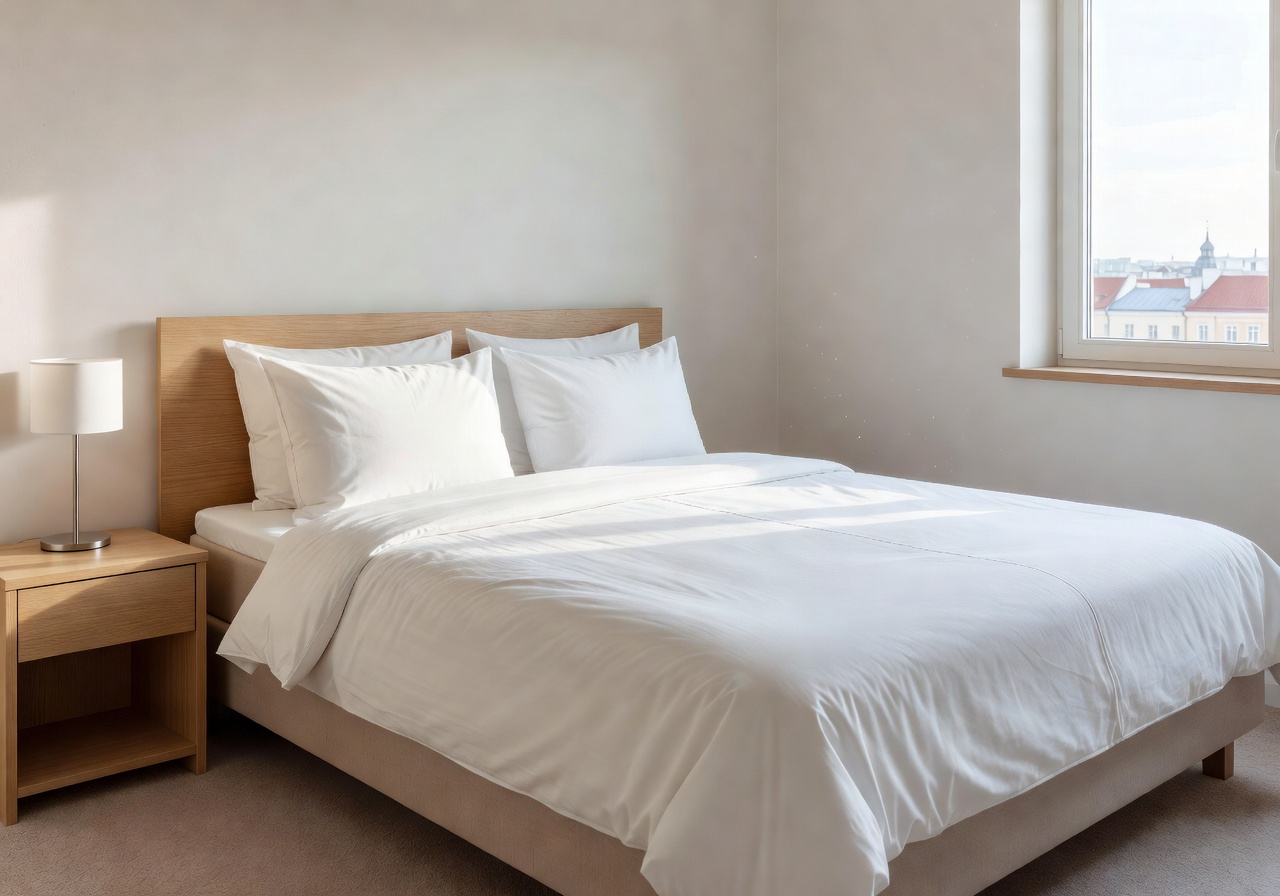 Riga City Budget Hotel comfortable double room with white bedding